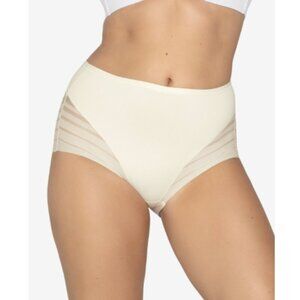 Leonisa Invisible High Waisted Tummy Control Stripe Lace Underwear White M NWT
